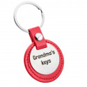 Gepersonaliseerde Gegraveerde Ronde Sleutelhanger met Leer