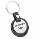 Gepersonaliseerde Gegraveerde Ronde Sleutelhanger met Leer
