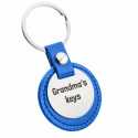 Gepersonaliseerde Gegraveerde Ronde Sleutelhanger met Leer