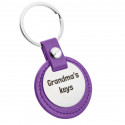 Gepersonaliseerde Gegraveerde Ronde Sleutelhanger met Leer