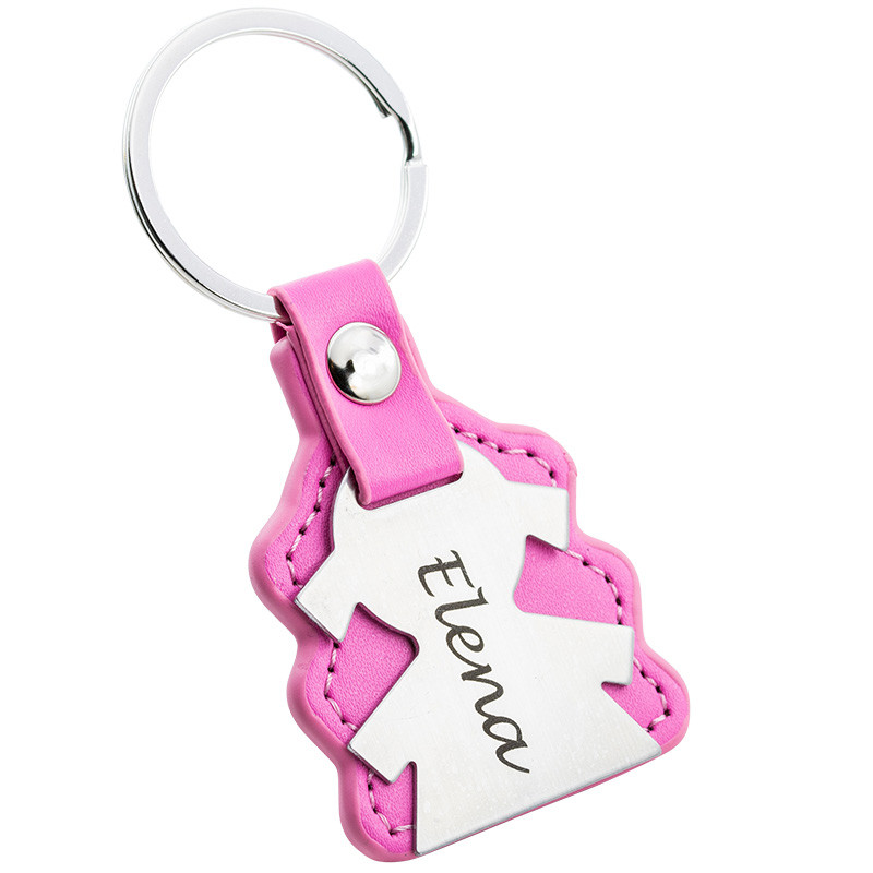 Gepersonaliseerde Gegraveerde Meisjes Sleutelhanger met Leer