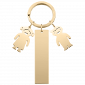 Gegraveerde Rechthoekige Gepersonaliseerde Sleutelhanger met Jongen en Meisje Bedeltjes