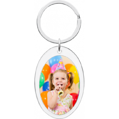 Gepersonaliseerde Acryl Foto Sleutelhanger - Ovaal