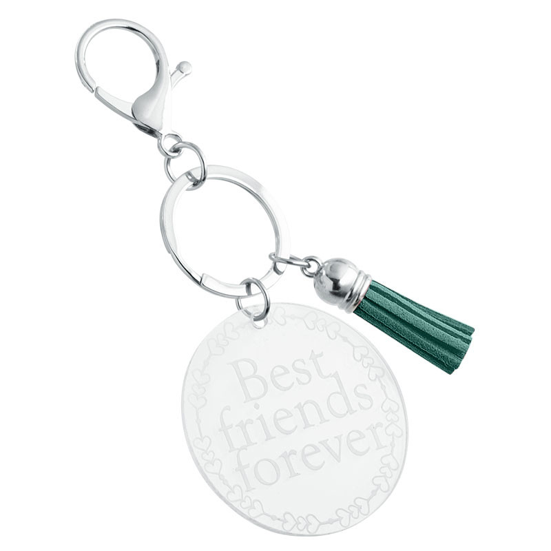 Gepersonaliseerde Acryl Sleutelhanger met Kwastje - Schattig Ontwerp