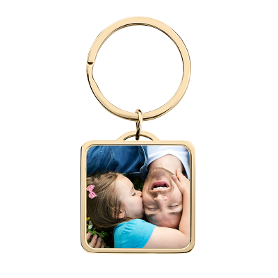 Gepersonaliseerde Luxe Vierkante Sleutelhanger...