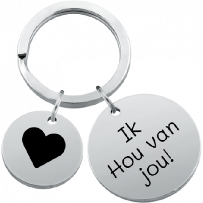 Gegraveerde Sleutelhanger met 2 Rondjes