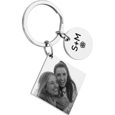 Gepersonaliseerde Vierkante Sleutelhanger met...