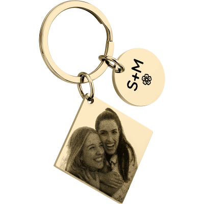 Gepersonaliseerde Vierkante Sleutelhanger met...