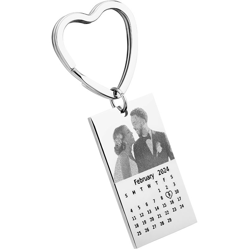Sleutelhanger met Gegraveerde Foto en Kalender