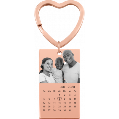 Sleutelhanger met Gegraveerde Foto en Kalender