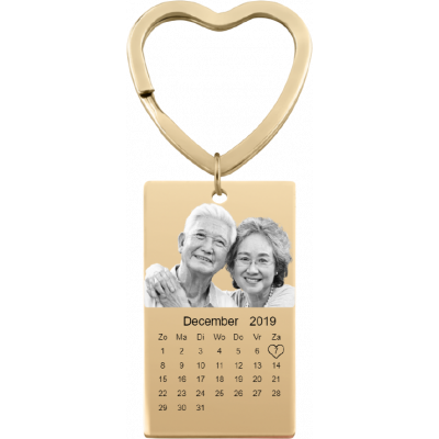 Sleutelhanger met Gegraveerde Foto en Kalender