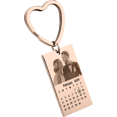 Sleutelhanger met Gegraveerde Foto en Kalender