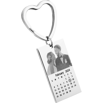 Sleutelhanger met Gegraveerde Foto en Kalender