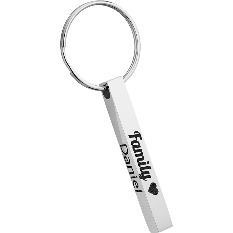 3D Rechthoekige Staaf Gegraveerde Sleutelhanger