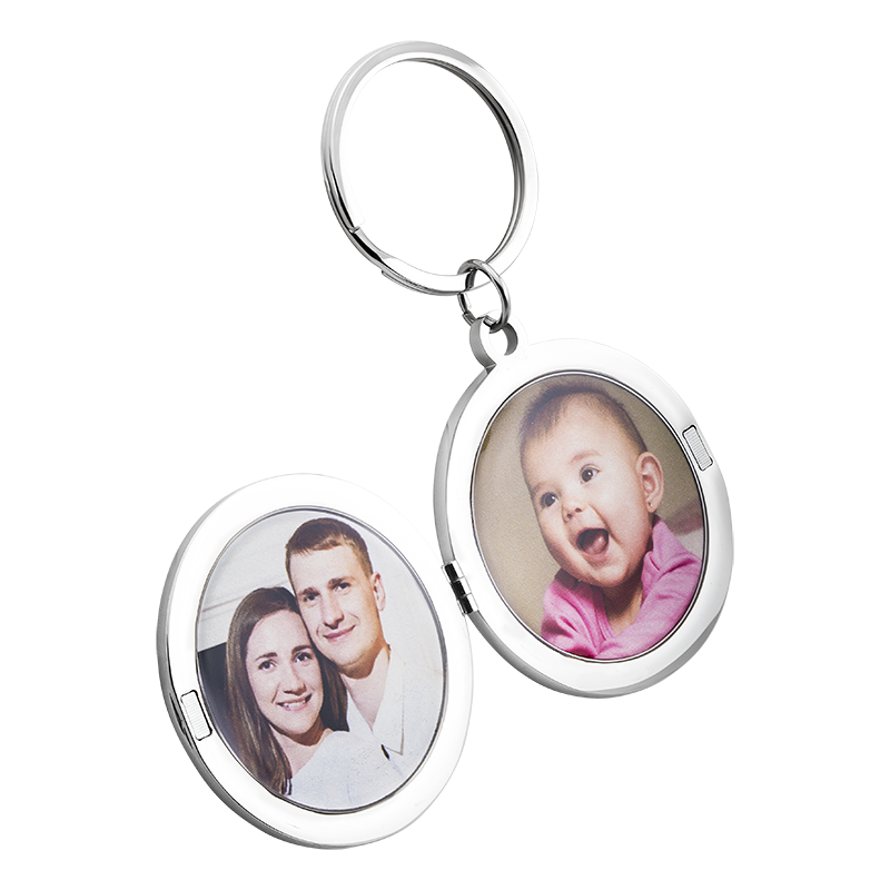 Gepersonaliseerde Luxe Ronde Fotohouder Sleutelhanger