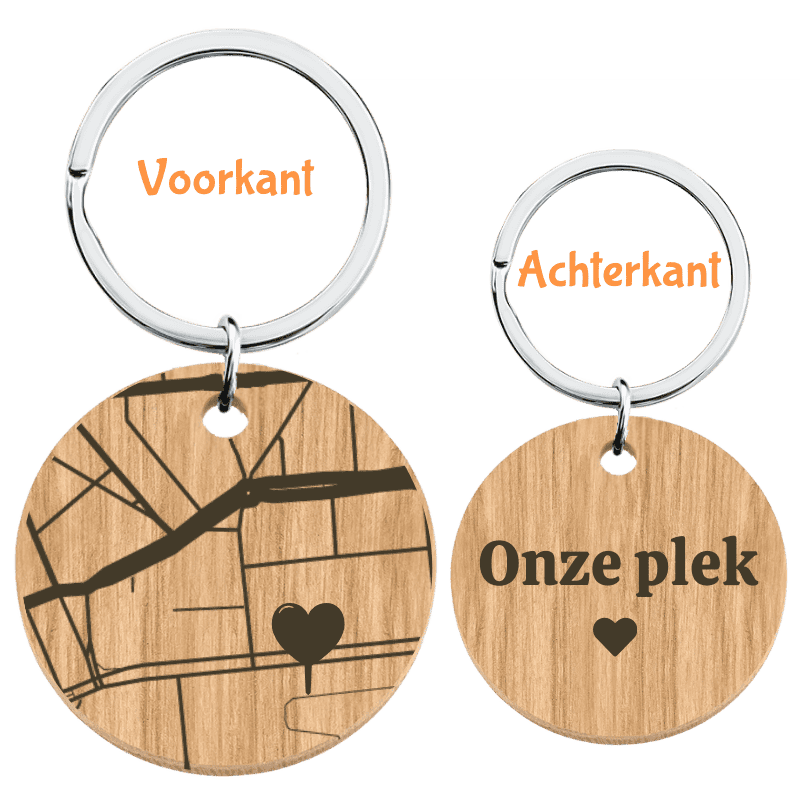 Gepersonaliseerde Geokaart Houten Sleutelhanger