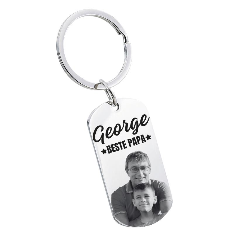Gepersonaliseerde Gegraveerde Sleutelhanger met Foto - Beste vader