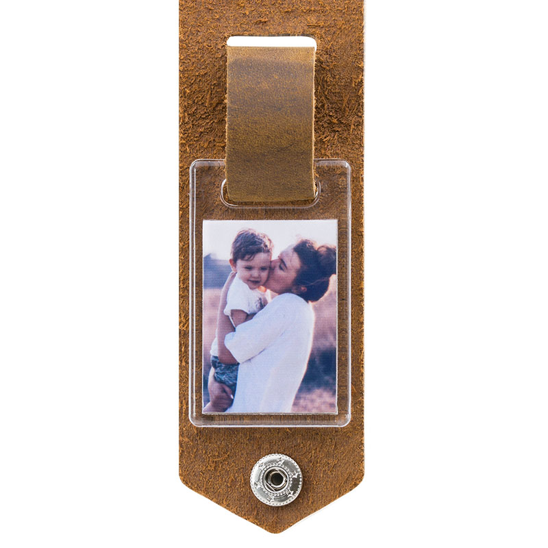 Gegraveerde leren Sleutelhanger voor Papa met Persoonlijke Foto en Naam van Dochter/Zoon
