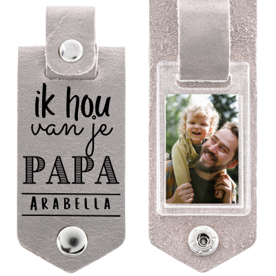 Gegraveerde leren Sleutelhanger voor Papa met...