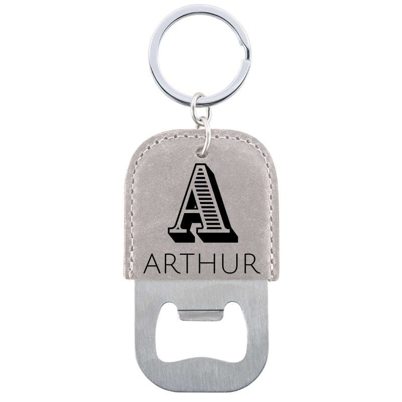 Gepersonaliseerde leren Flesopener Sleutelhanger met Gegraveerde Naam, Cadeau voor Hem