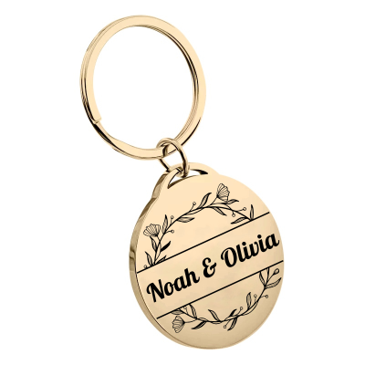 Gepersonaliseerde Bloemen Sleutelhanger met...