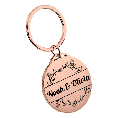 Gepersonaliseerde Bloemen Sleutelhanger met...