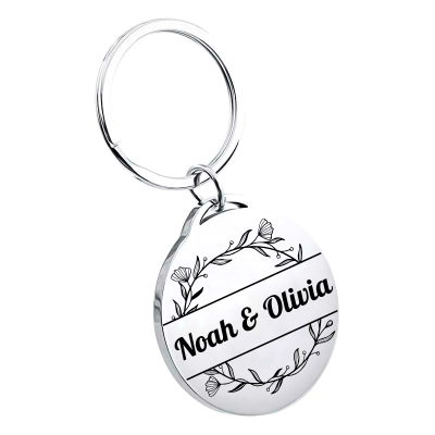 Gepersonaliseerde Bloemen Sleutelhanger met...