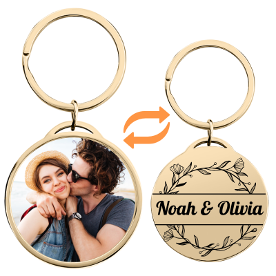 Gepersonaliseerde Bloemen Sleutelhanger met...