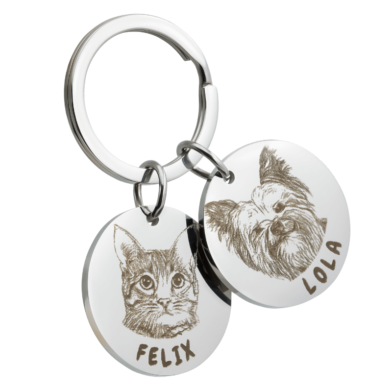 2 Rounds Pet Portrait Keyring
