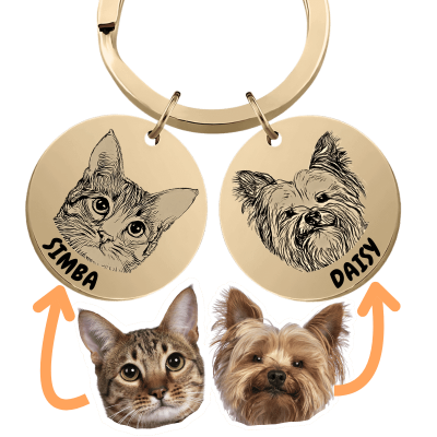 2 Rounds Pet Portrait Keyring