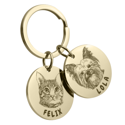 2 Rounds Pet Portrait Keyring