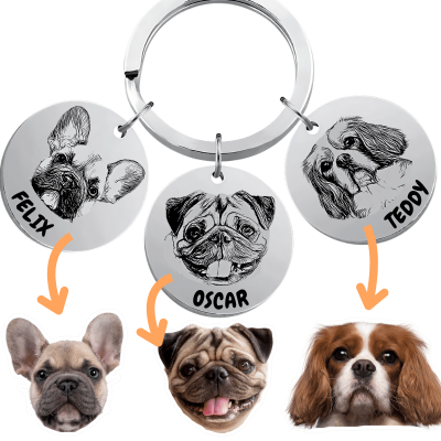 3 Rounds Pet Portrait Keyring
