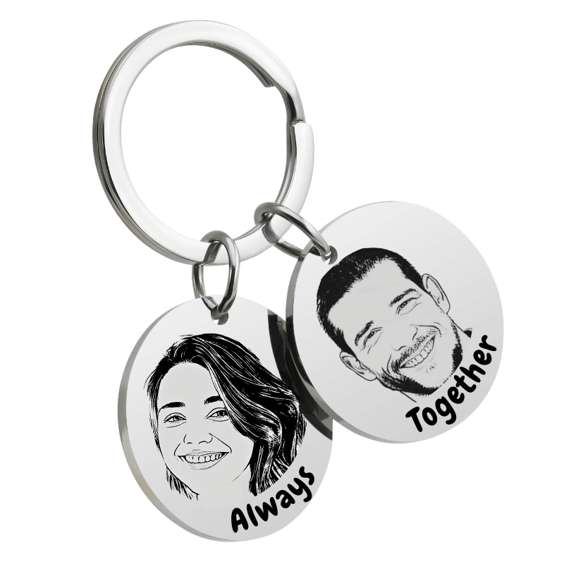 Sleutelhanger met Twee Rondjes - Personaliseer met de Foto's en namen